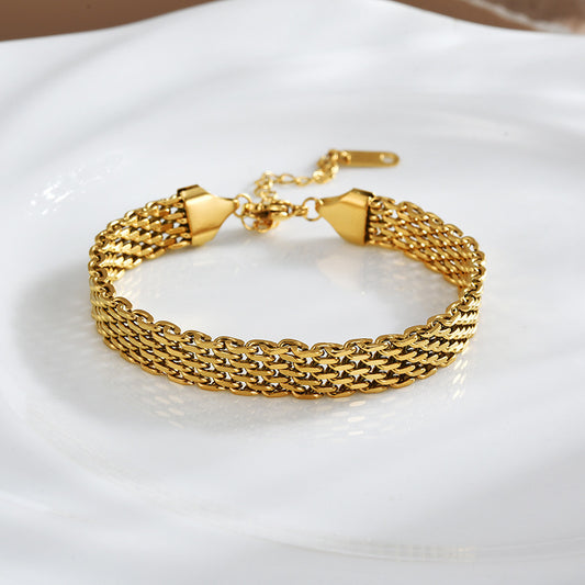 Pulsera de cadena de acero de titanio para mujer, diseño geométrico - imagen 2