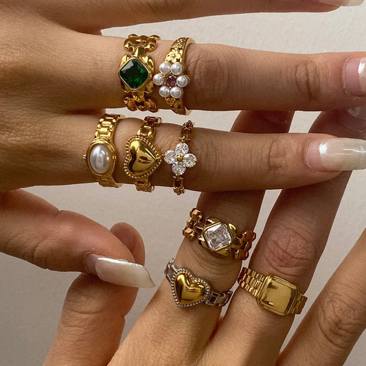 Anillo de acero inoxidable con diseño geométrico, estilo sencillo - imagen 2
