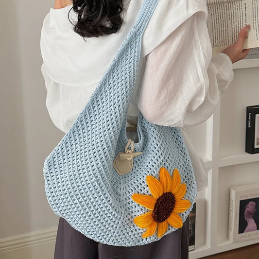 Bolso de crochet con diseño calado para mujer, estilo veraniego
