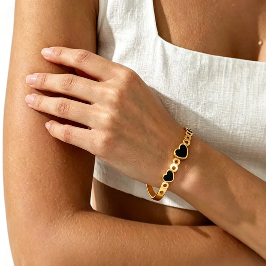 Brazalete asimétrico de acero 304 con diseño de corazón para mujer - imagen 2