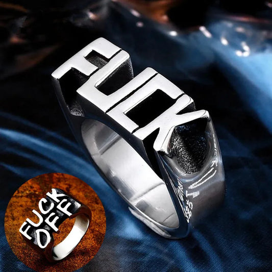 Anillo de aleación con diseño de letras, estilo punk unisex