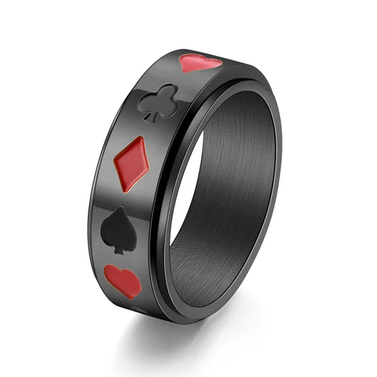 Anillos de acero de titanio para hombre con diseño de póker
