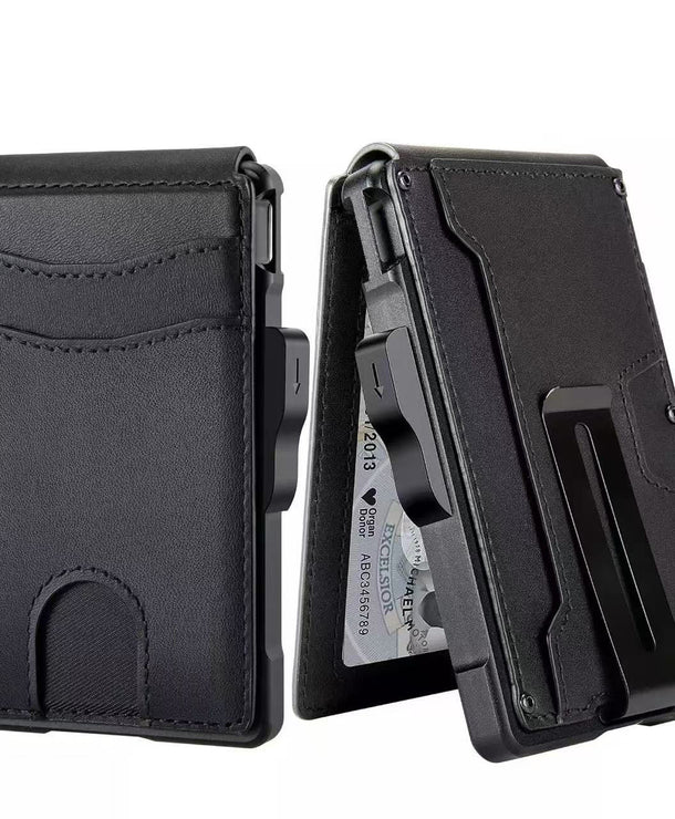 Tarjetero delgado de piel para hombre con detalles metálicos - imagen 6