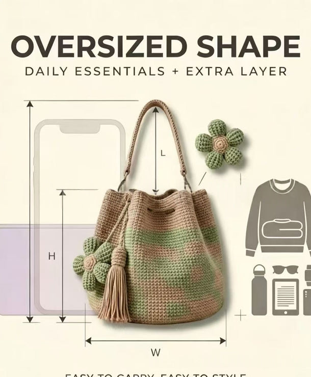Bolso tote con flores tejidas a crochet para mujer - imagen 6