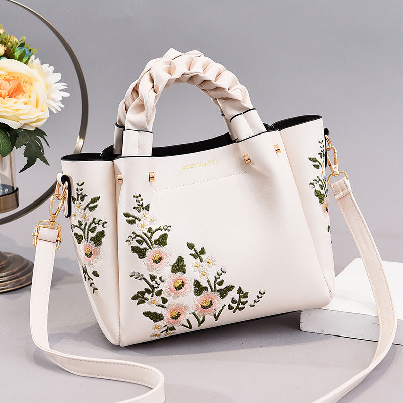 Bolso tote con jareta para mujer, diseño liso con costuras