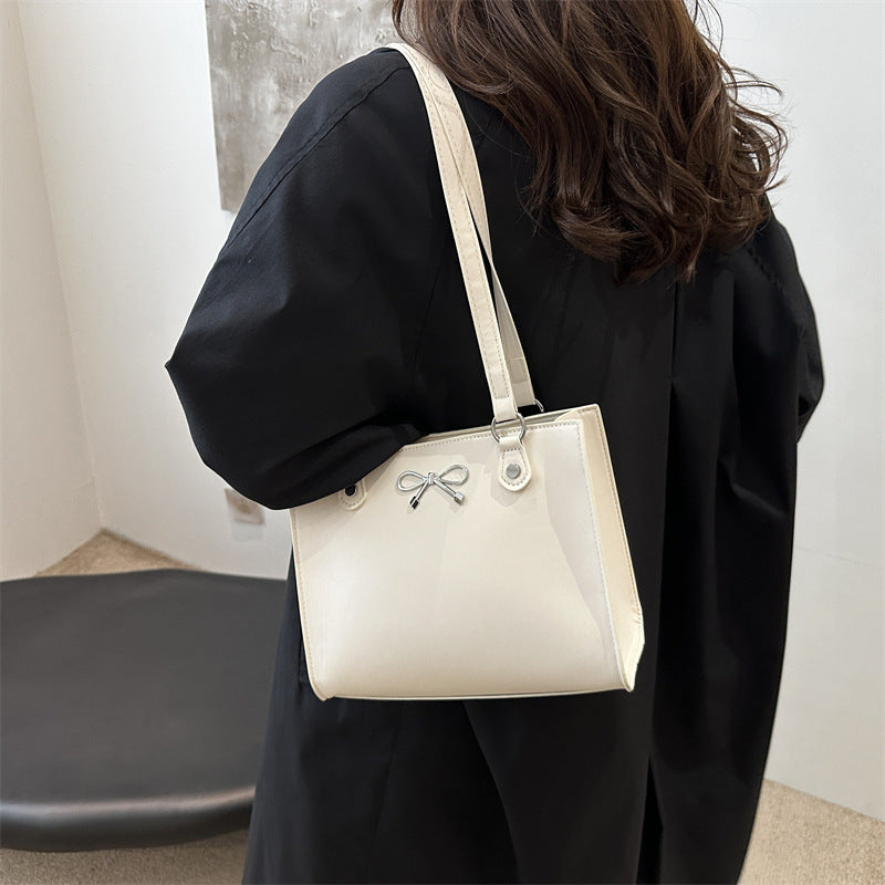 Bolso tote de gran capacidad para mujer en piel sintética con costuras - imagen 4
