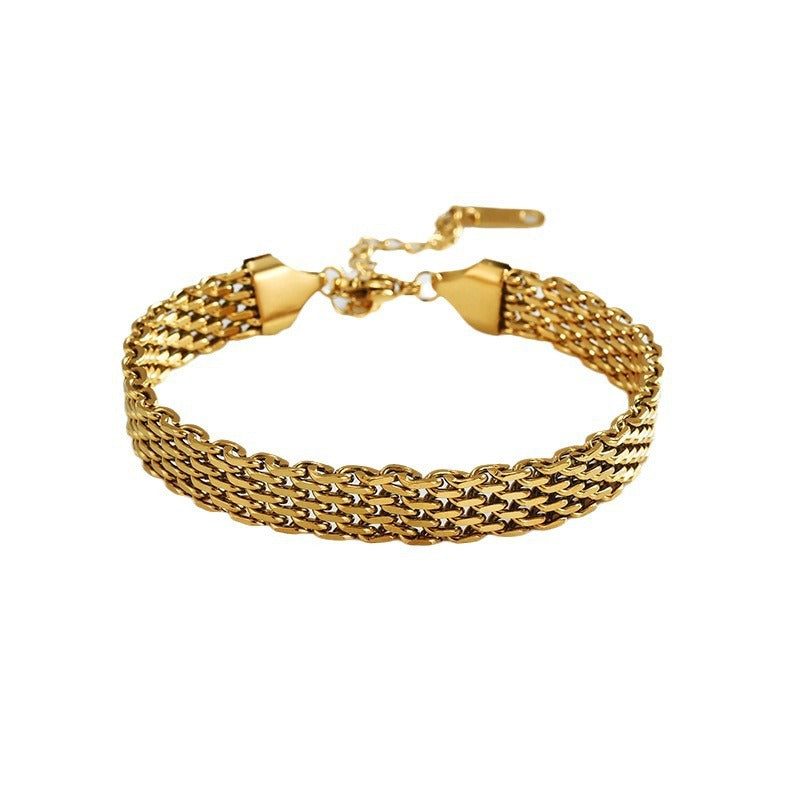 Pulsera de cadena de acero de titanio para mujer, diseño geométrico - imagen 5