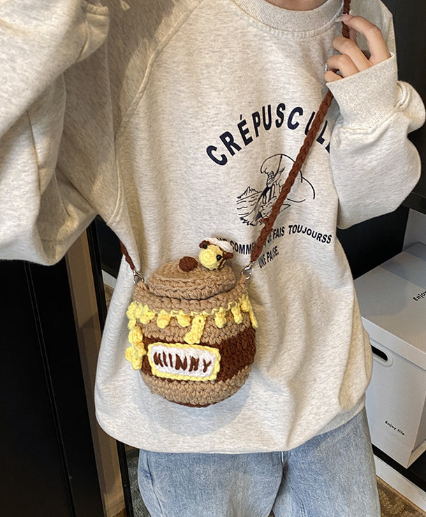 Bolso cruzado tejido con diseño de abejita y miel para mujer - imagen 4