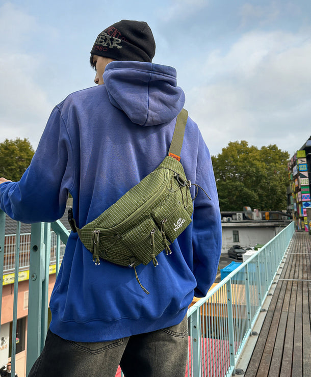 Bolso de pecho outdoor estilo workwear para hombre en nylon a cuadros - imagen 6
