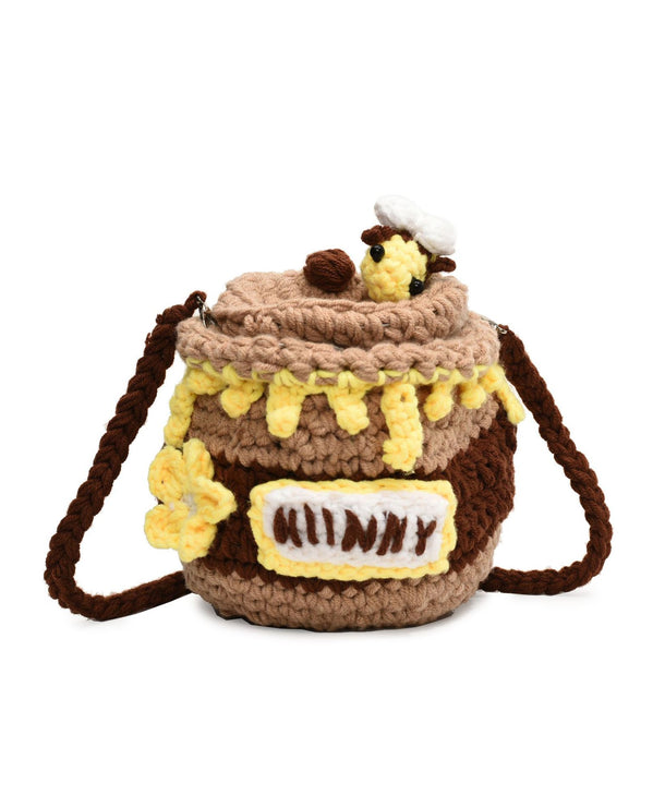 Bolso cruzado tejido con diseño de abejita y miel para mujer - imagen 2