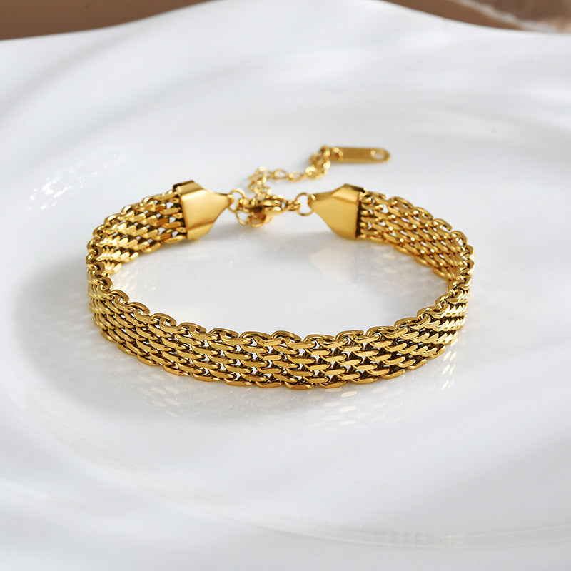 Pulsera de cadena de acero de titanio para mujer, diseño geométrico - imagen 2