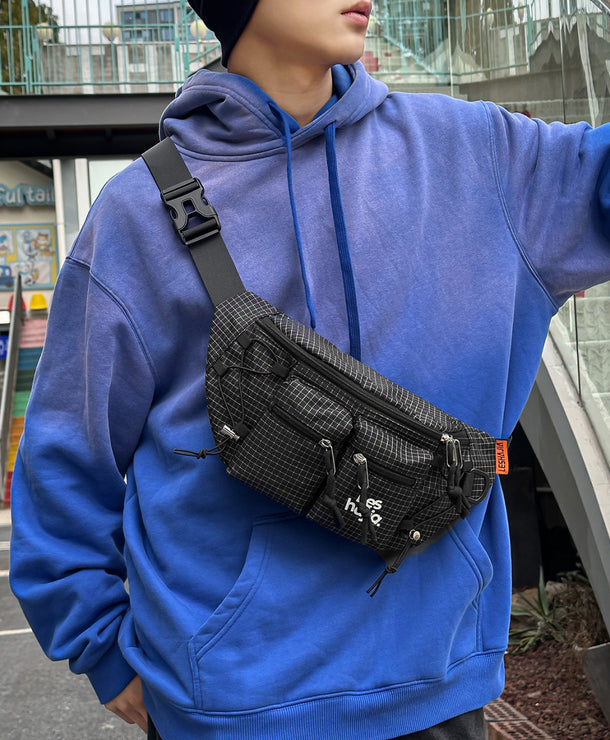 Bolso de pecho outdoor estilo workwear para hombre en nylon a cuadros - imagen 5