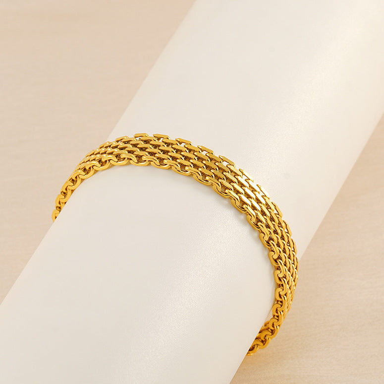 Pulsera de cadena de acero de titanio para mujer, diseño geométrico - imagen 3