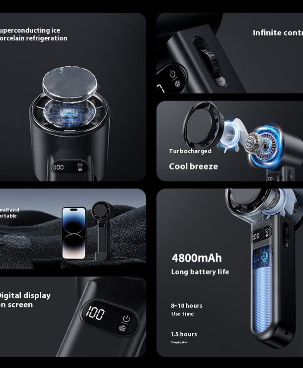 Ventilador de mano turbo mini USB recargable con motor silencioso - imagen 3