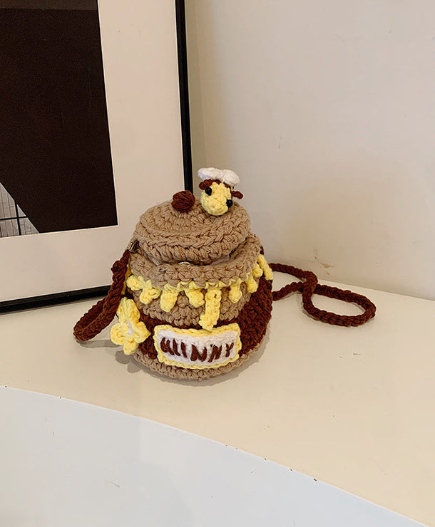 Bolso cruzado tejido con diseño de abejita y miel para mujer - imagen 5