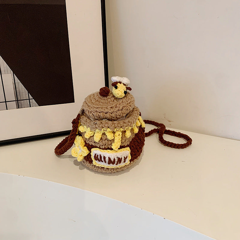 Bolso cruzado tejido con diseño de abejita y miel para mujer - imagen 5