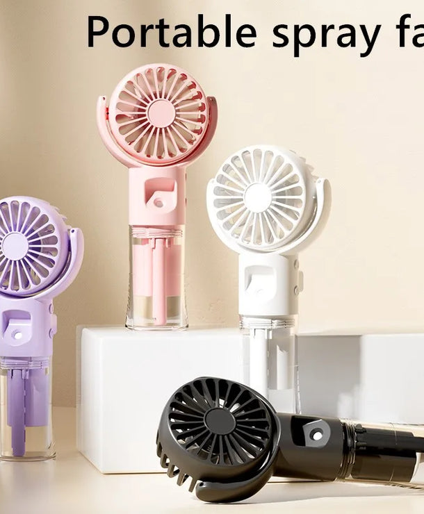 Ventilador de mano con atomizador de agua y 4 velocidades, recargable USB - imagen 6
