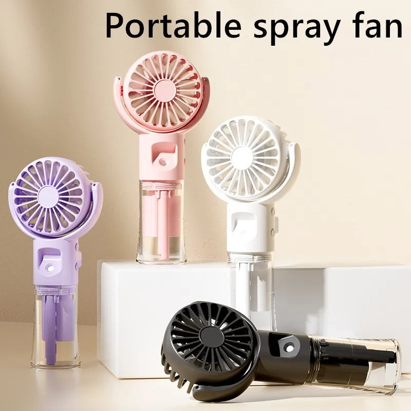 Ventilador de mano con atomizador de agua y 4 velocidades, recargable USB - imagen 6