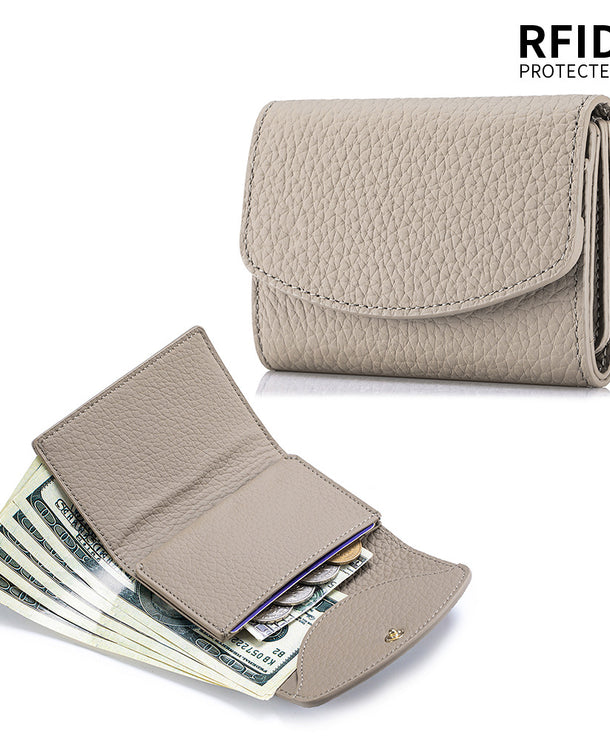 Cartera corta de piel genuina estilo japonés para mujer, compacta - imagen 5