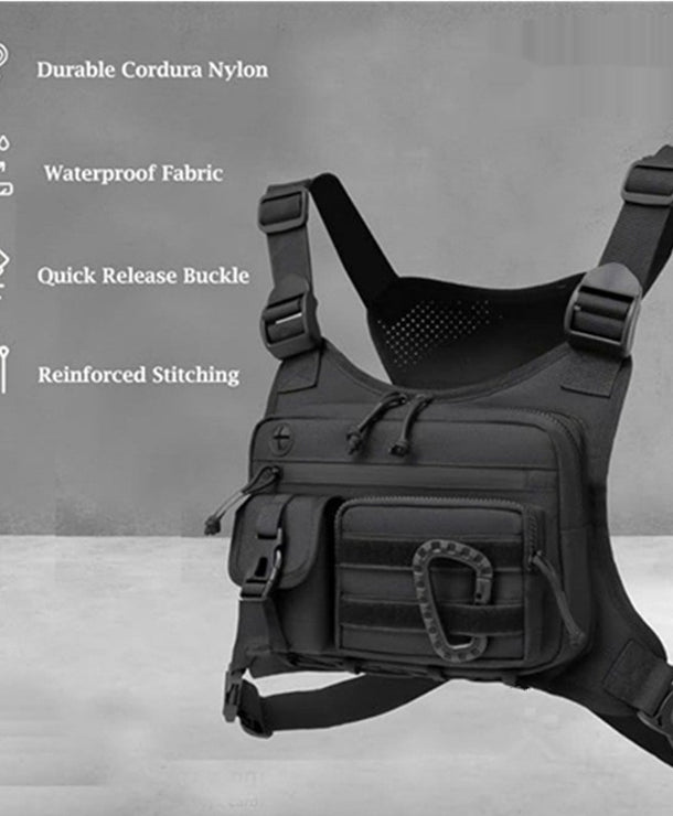 Bolso de pecho de camuflaje para hombre en poliéster, estilo deportivo y casual
