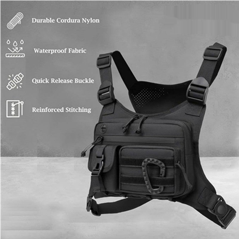 Bolso de pecho de camuflaje para hombre en poliéster, estilo deportivo y casual