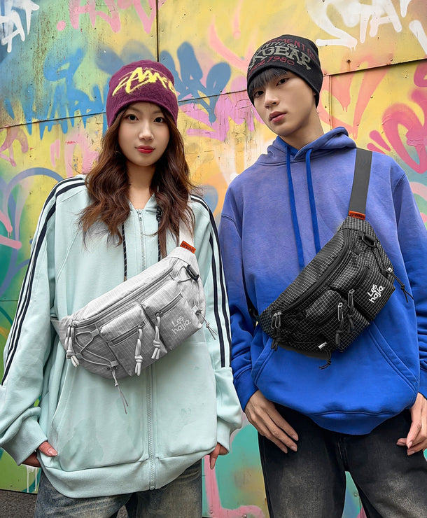 Bolso de pecho outdoor estilo workwear para hombre en nylon a cuadros - imagen 2