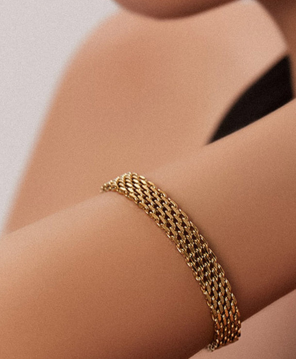 Pulsera de cadena de acero de titanio para mujer, diseño geométrico - imagen 4
