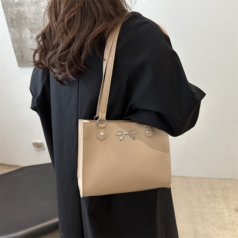 Bolso tote de gran capacidad para mujer en piel sintética con costuras - imagen 2