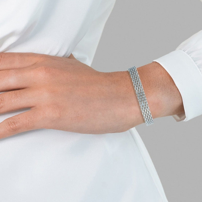 Pulsera de cadena de acero de titanio para mujer, diseño geométrico - imagen 7