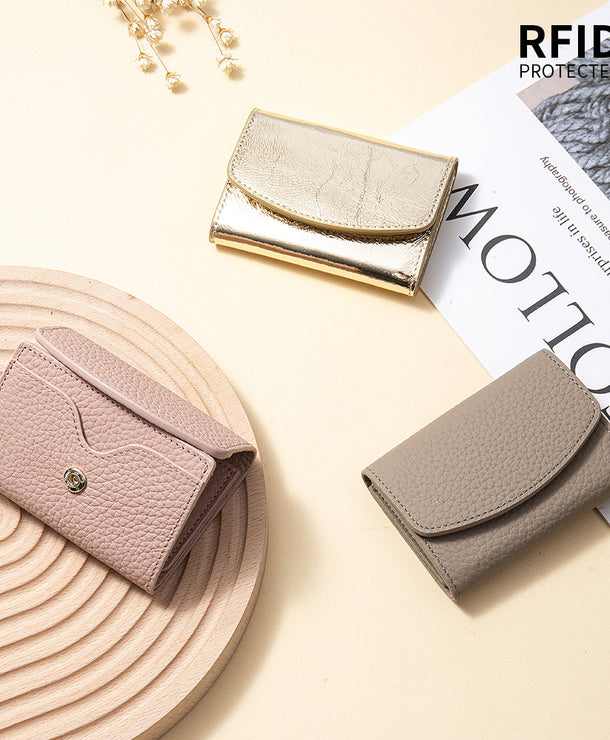 Cartera corta de piel genuina estilo japonés para mujer, compacta