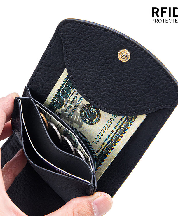 Cartera corta de piel genuina estilo japonés para mujer, compacta - imagen 4