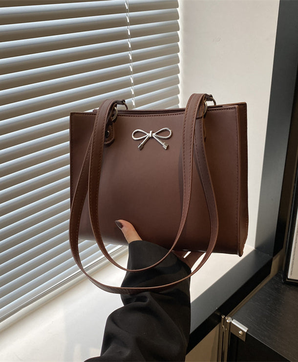 Bolso tote de gran capacidad para mujer en piel sintética con costuras