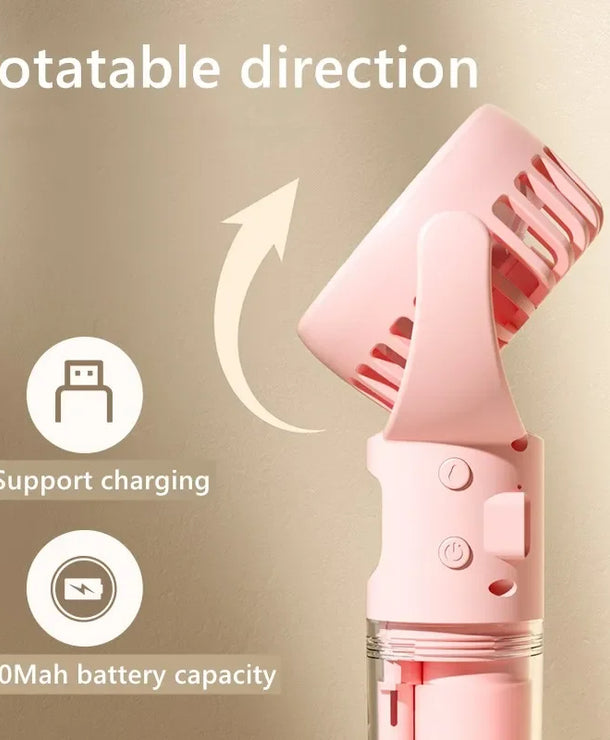 Ventilador de mano con atomizador de agua y 4 velocidades, recargable USB - imagen 8
