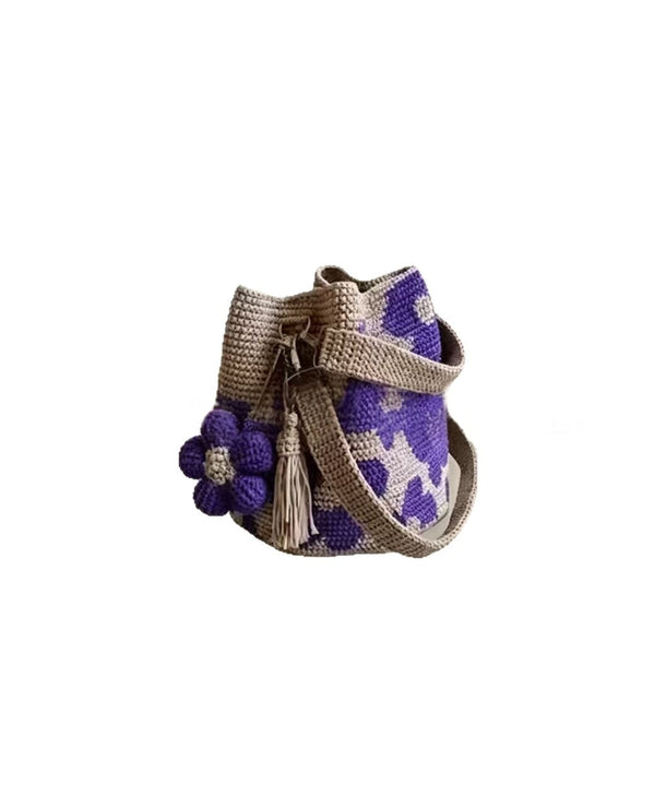 Bolso tote con flores tejidas a crochet para mujer - imagen 2