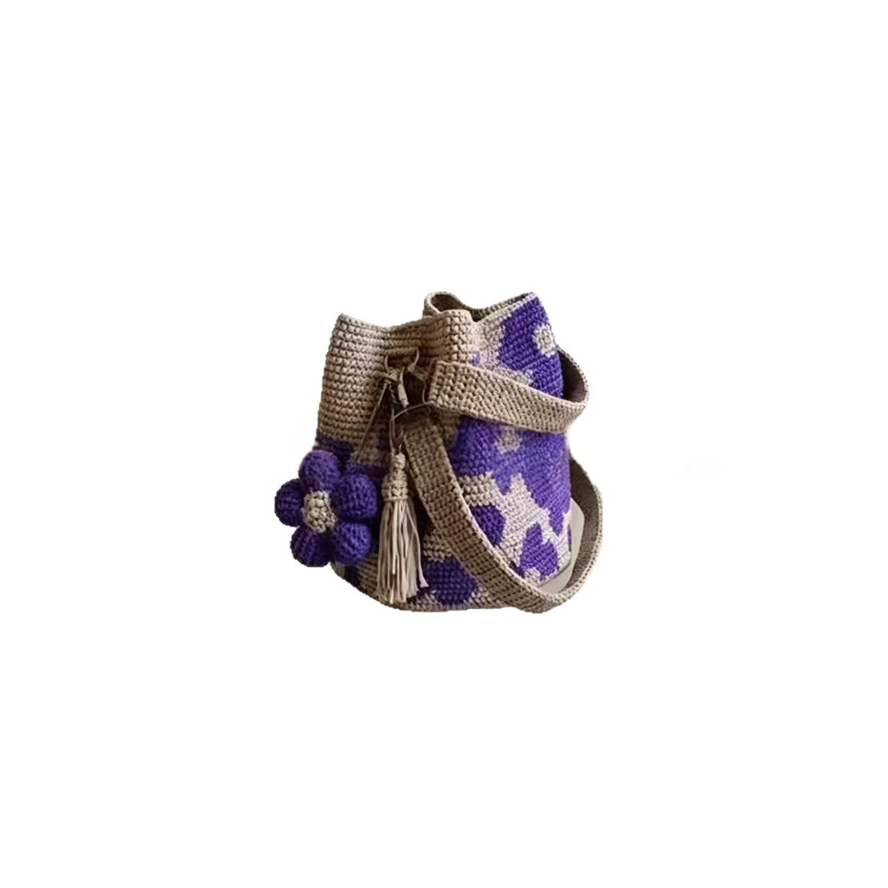 Bolso tote con flores tejidas a crochet para mujer - imagen 2