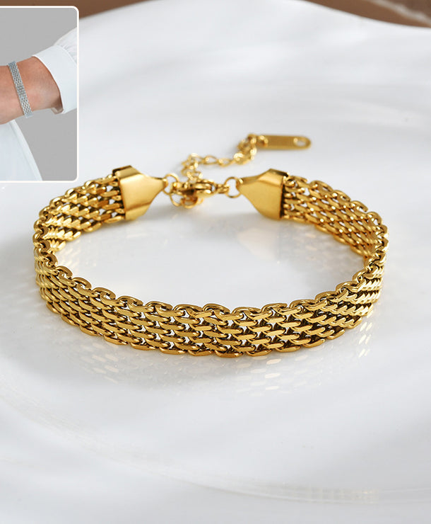 Pulsera de cadena de acero de titanio para mujer, diseño geométrico