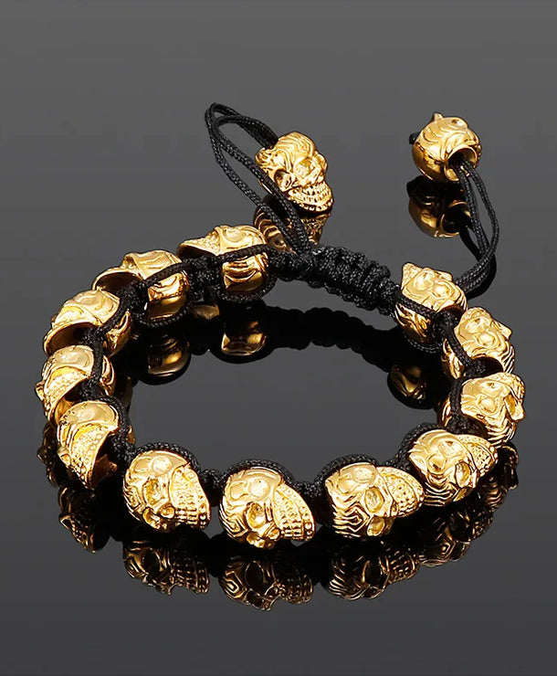 Pulsera de acero de titanio con dije de calavera, estilo retro - imagen 5