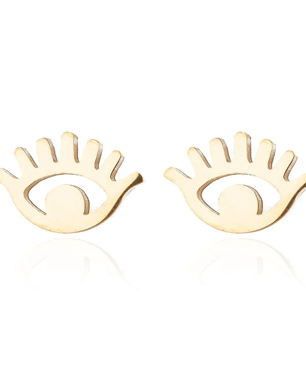 Aretes de botón de acero inoxidable 304 con diseño de ojo turco - imagen 7