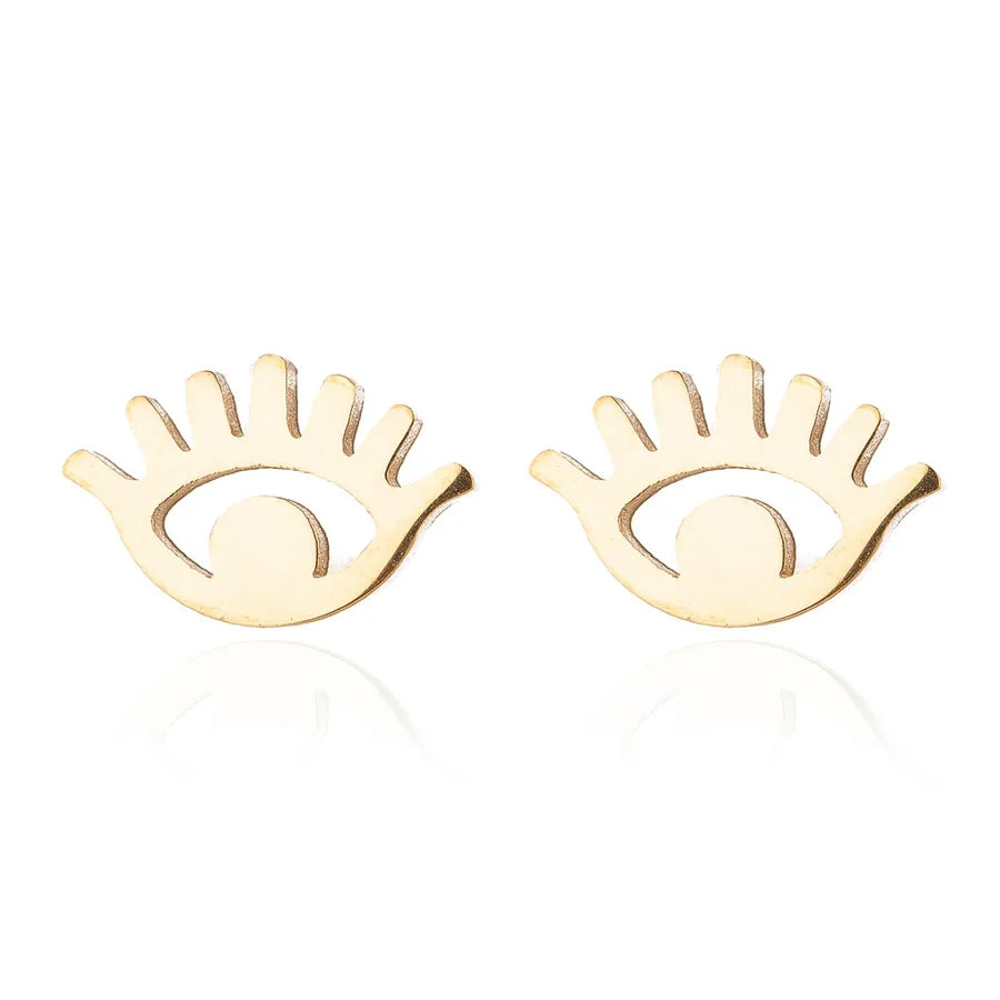 Aretes de botón de acero inoxidable 304 con diseño de ojo turco - imagen 7