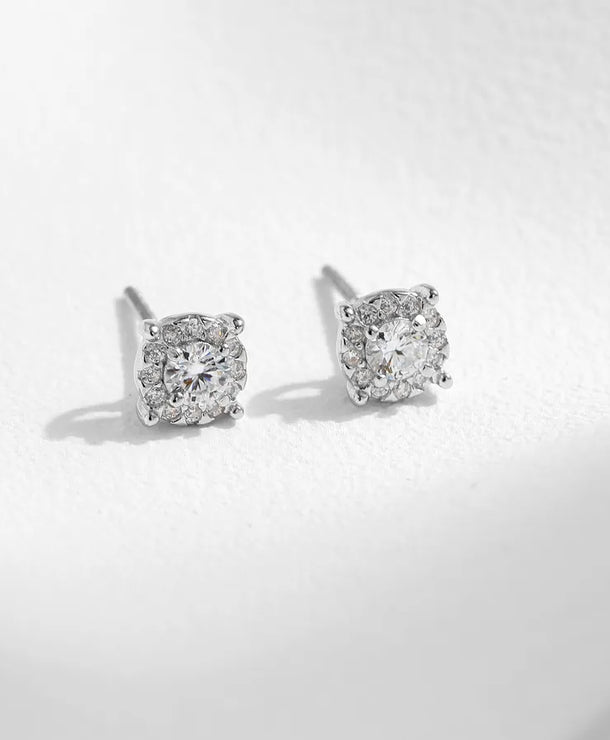 Aretes de botón de plata esterlina 925 con moissanita geométrica - imagen 4