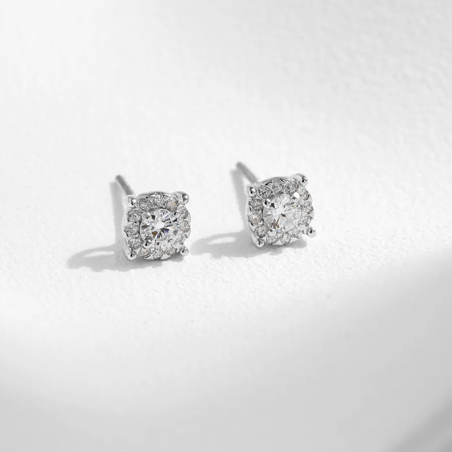 Aretes de botón de plata esterlina 925 con moissanita geométrica - imagen 4