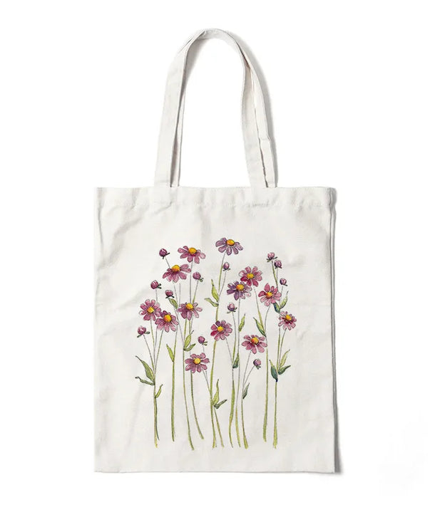 Bolso de lona con estampado de flores para mujer, diseño abierto - imagen 6