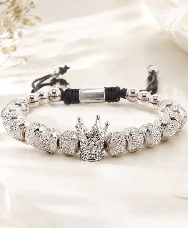 Pulsera de corona chapada en oro 18K con circonias, ajustable - imagen 7