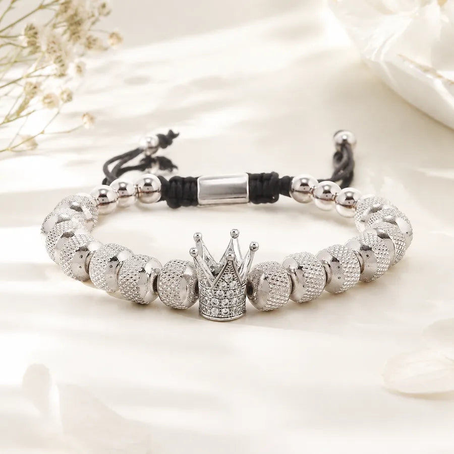 Pulsera de corona chapada en oro 18K con circonias, ajustable - imagen 7