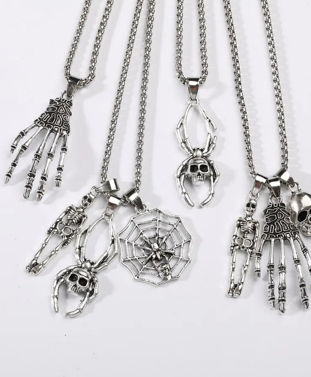Collar con dije de calavera de acero de titanio, estilo punk unisex - imagen 3