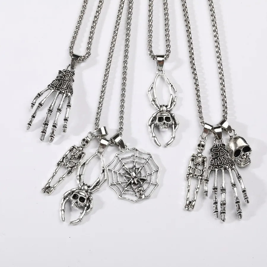 Collar con dije de calavera de acero de titanio, estilo punk unisex - imagen 3