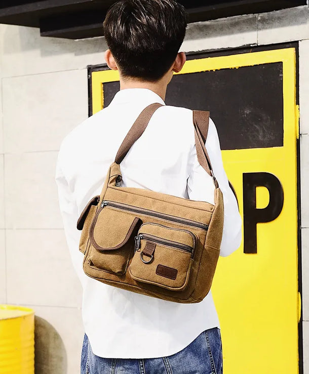 Bolso de hombro de lona para hombre, estilo retro para viajes - imagen 2