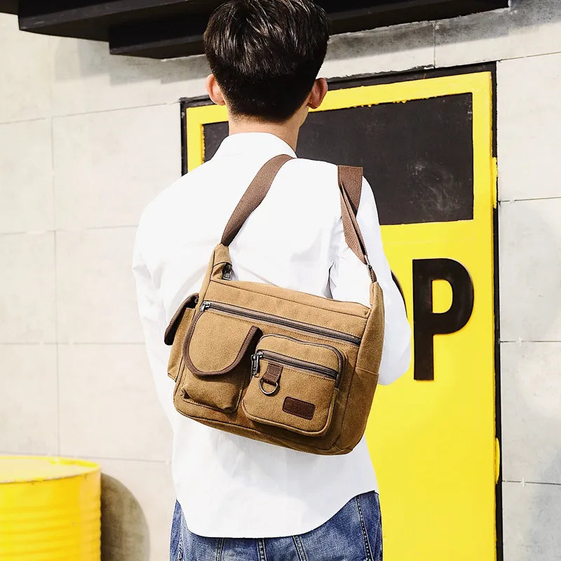 Bolso de hombro de lona para hombre, estilo retro para viajes - imagen 2