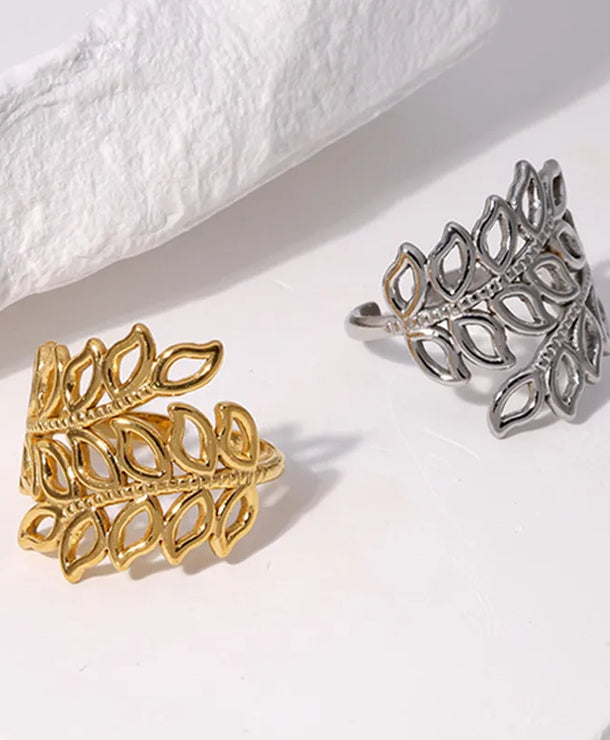 Anillo de acero inoxidable 304 con baño de oro 18K