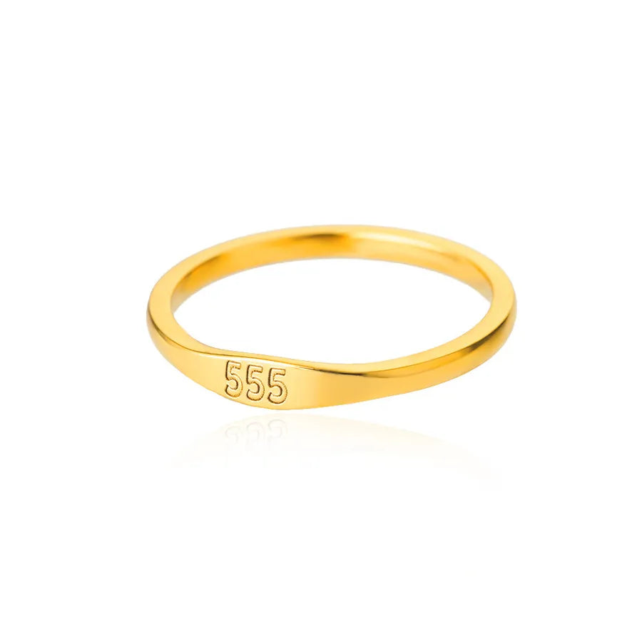 Anillo de números de acero inoxidable con detalle dorado, unisex - imagen 16